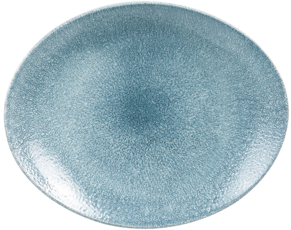 S.P. Raku Topaz Blue Teller oval 31.7x25.5cm in Blau präsentiert im Onlineshop von KAQTU Design AG. Teller ist von Churchill