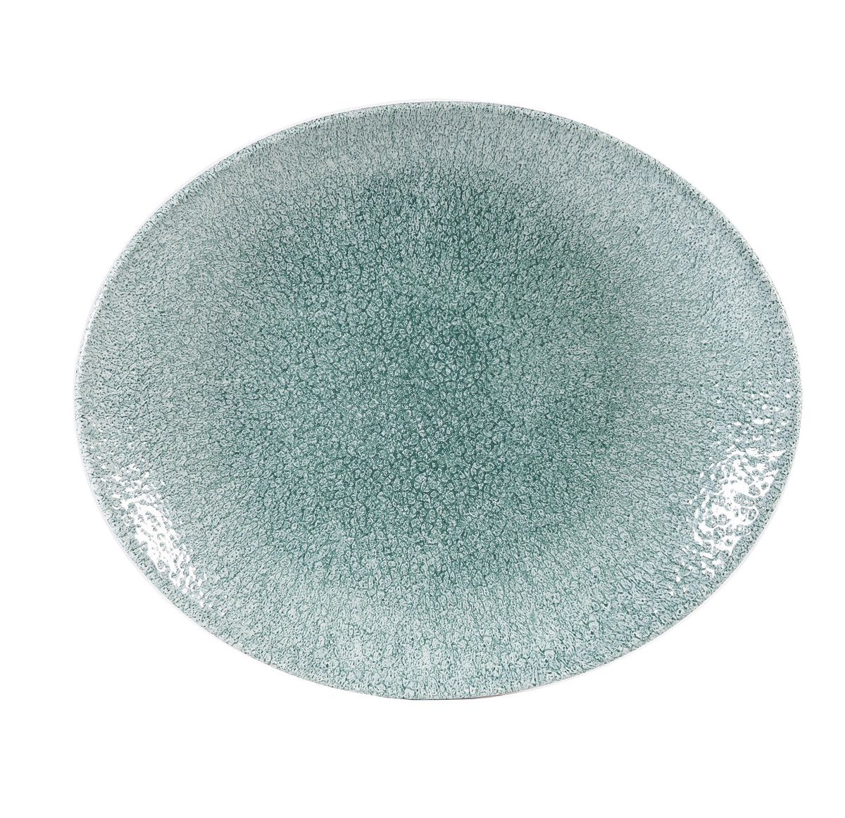 S.P. Raku Jade Green Teller oval 31.7x25.5cm in Blau präsentiert im Onlineshop von KAQTU Design AG. Teller ist von Churchill