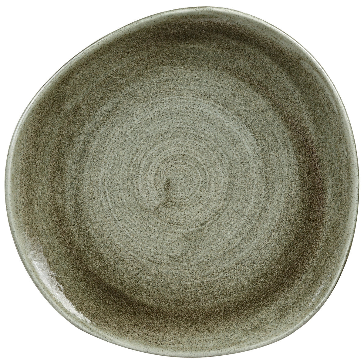 Stonecast Patina Burnished Green Organic Teller flach 28.6cm in Grün präsentiert im Onlineshop von KAQTU Design AG. Teller ist von Churchill