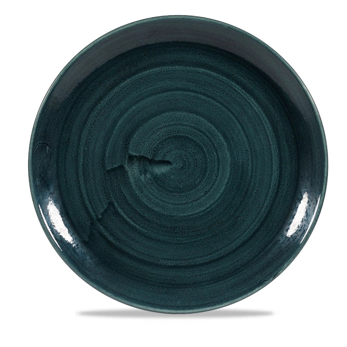 Stonecast Patina Rustic Teal Coupe Teller flach 28.8cm in Blau präsentiert im Onlineshop von KAQTU Design AG. Teller ist von Churchill