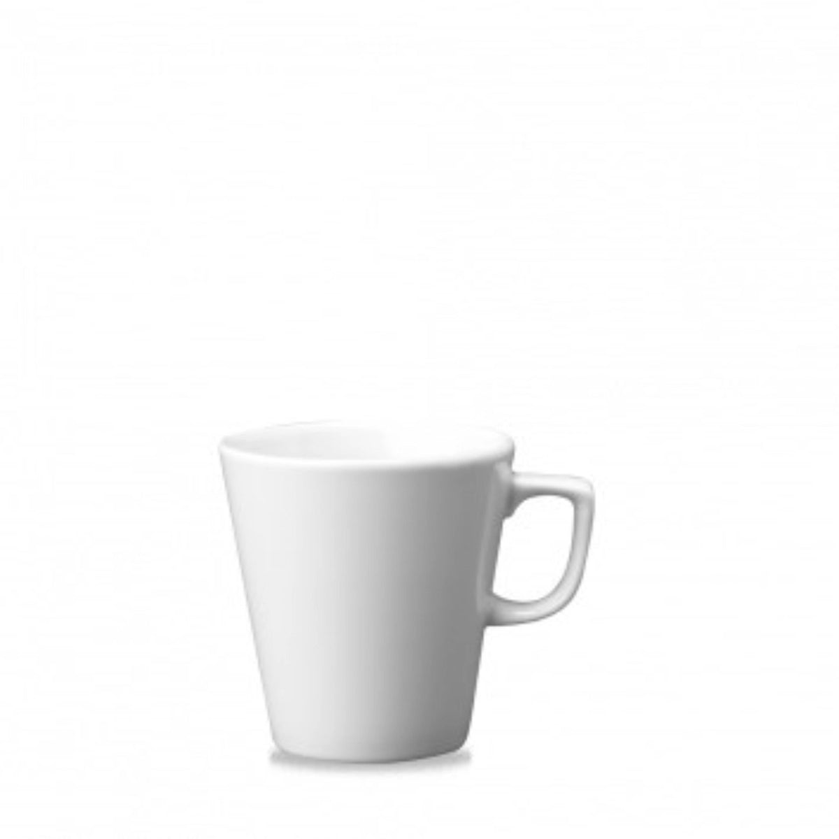 Weisser Cafe Latte Becher von Churchill aus Porzellan/Keramik, Durchmesser 10.5 cm, Höhe 11 cm, mit schlichter zylindrischer Form und glatter Oberfläche.