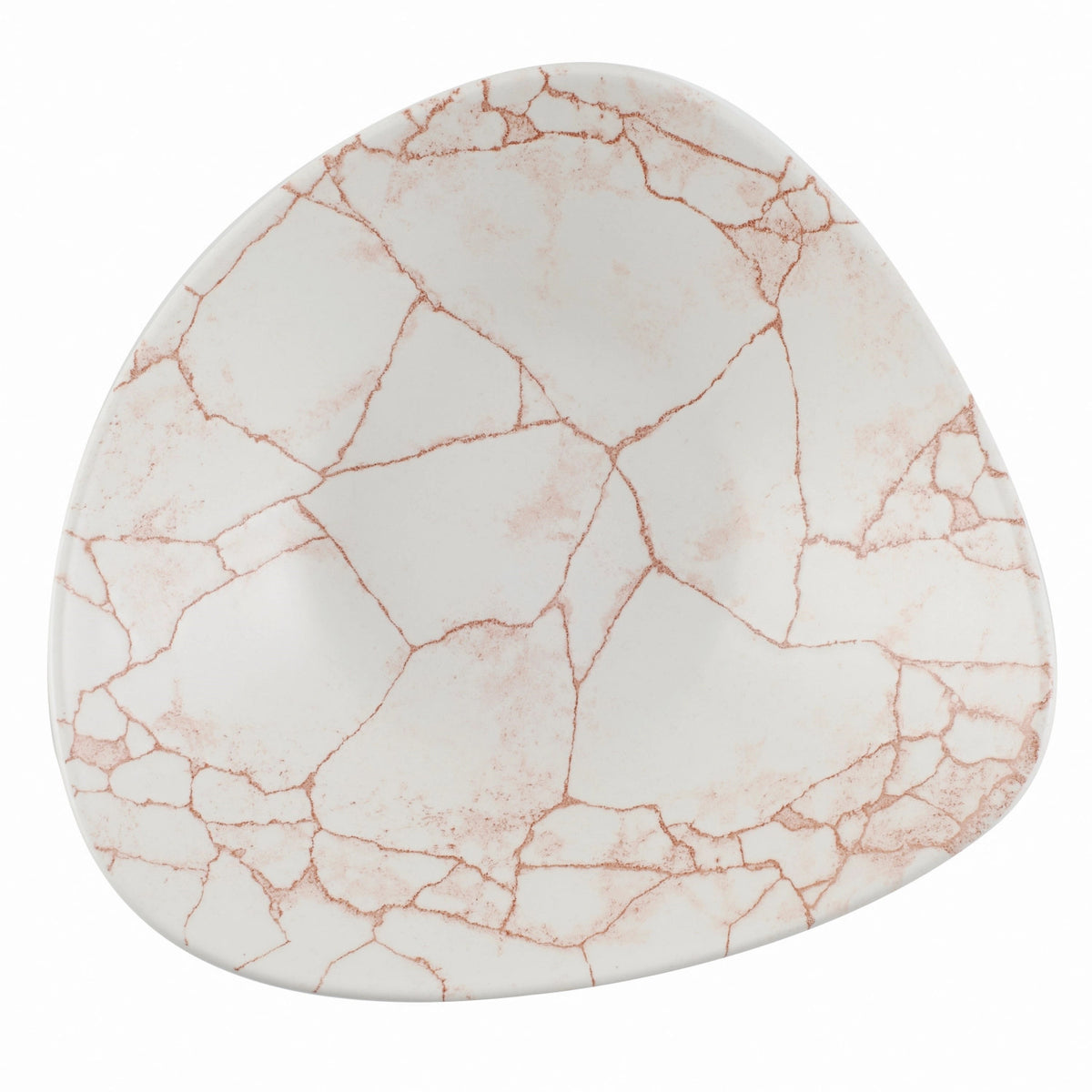 Oranger dreieckiger tiefer Teller Kintsugi Coral Triangel aus Keramik mit Craquelé-Glasur
