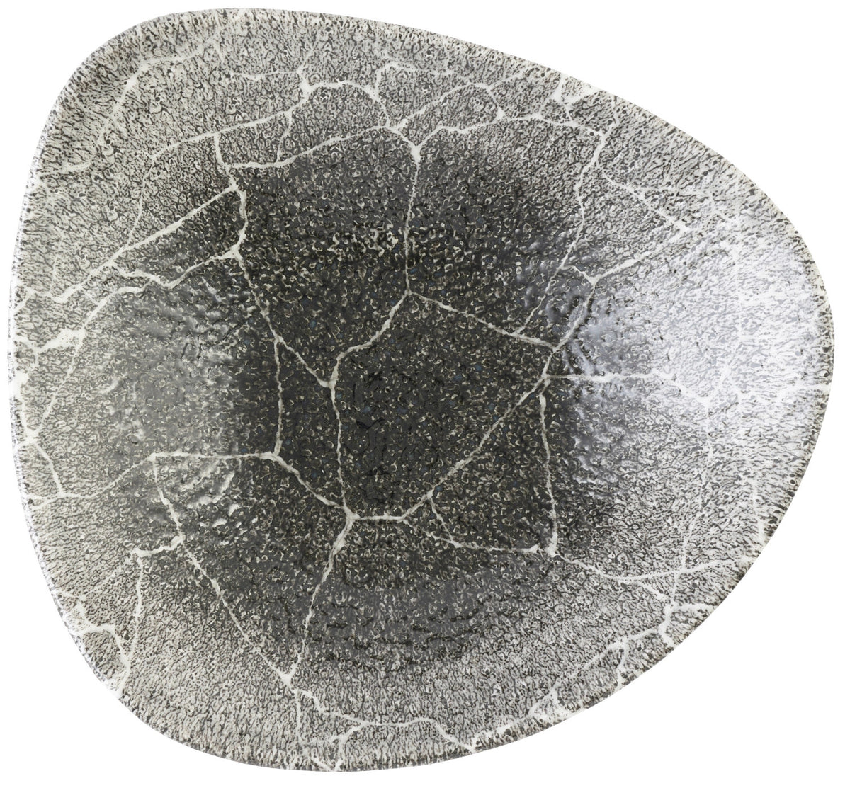 Schwarze Triangel-Schüssel Kintsugi Reverse von Churchill mit Craquelé-Oberfläche