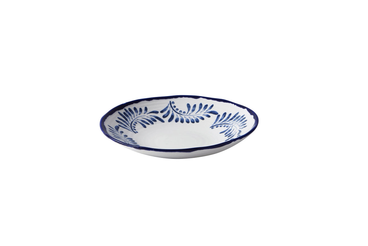 Blauer tiefer Coupe Teller Harvest Mediterranean Organic aus Keramik mit handgefertigtem Rand