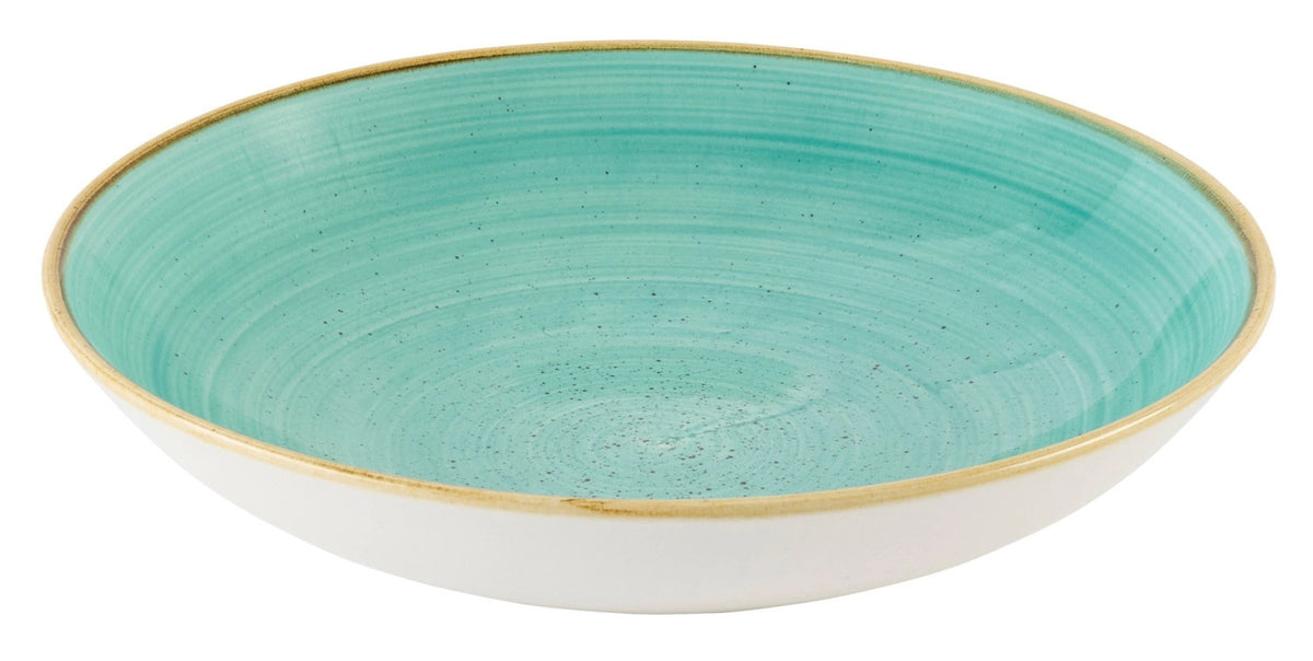 Blauer tiefer Coupe-Teller Stonecast Mint von Churchill aus Keramik, Porzellan und Steinzeug