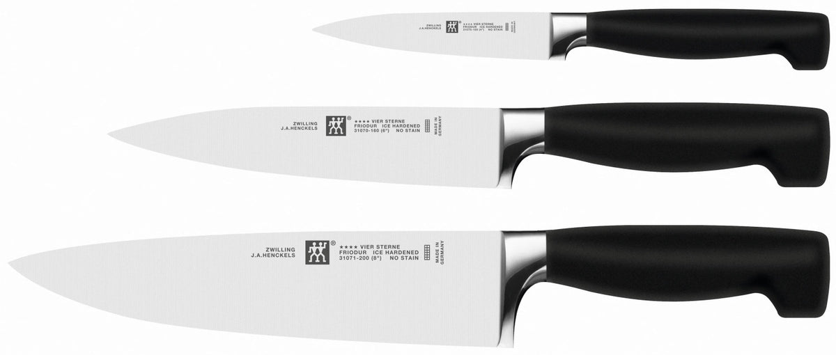Four Star Messerset, 3-tlg. (Spick-, Fleisch-, Kochmesser) in Schwarz präsentiert im Onlineshop von KAQTU Design AG. Küchenmesser ist von Zwilling Kitchen