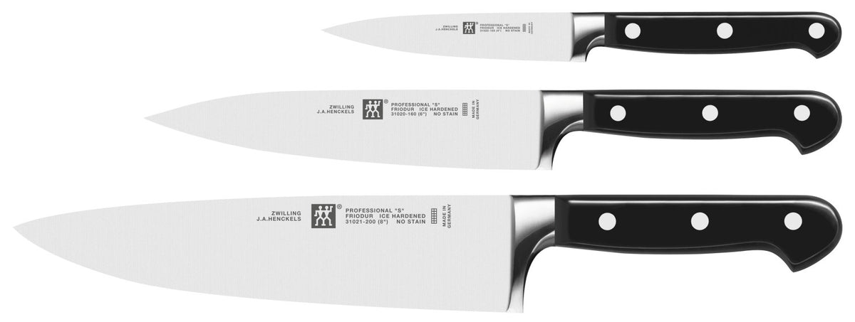 Professional "S" Messerset, 3-tlg. (Spick/Fleisch/Kochmesser in Schwarz präsentiert im Onlineshop von KAQTU Design AG. Küchenmesser ist von Zwilling Kitchen