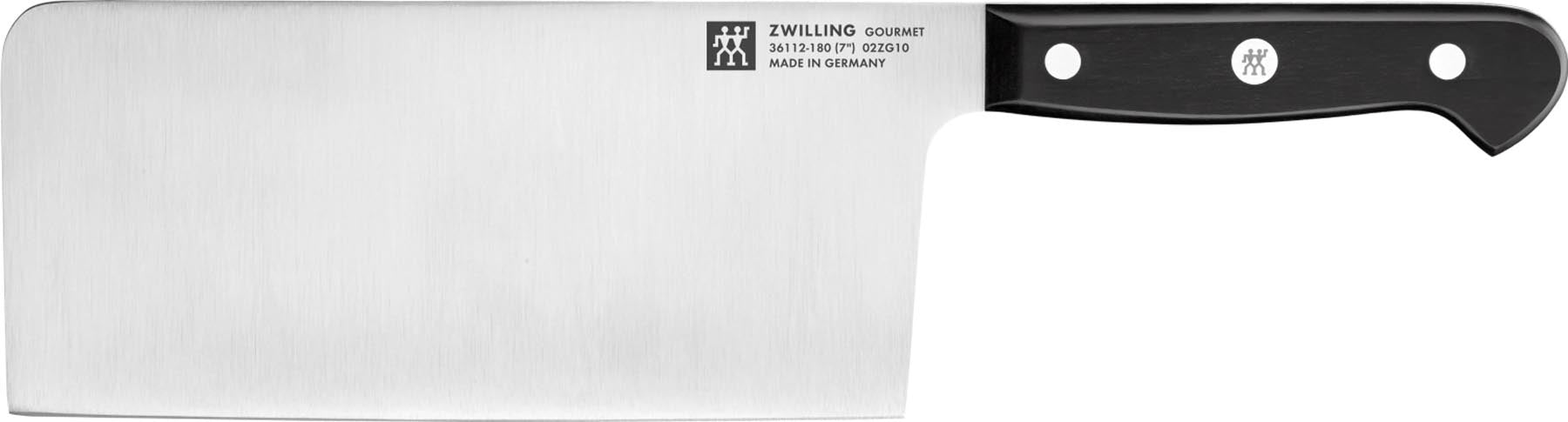 Hochwertiges 2-teiliges Gourmet Messerset von Zwilling, bestehend aus einem Hackmesser und einer Schere, ideal für die moderne Küche.