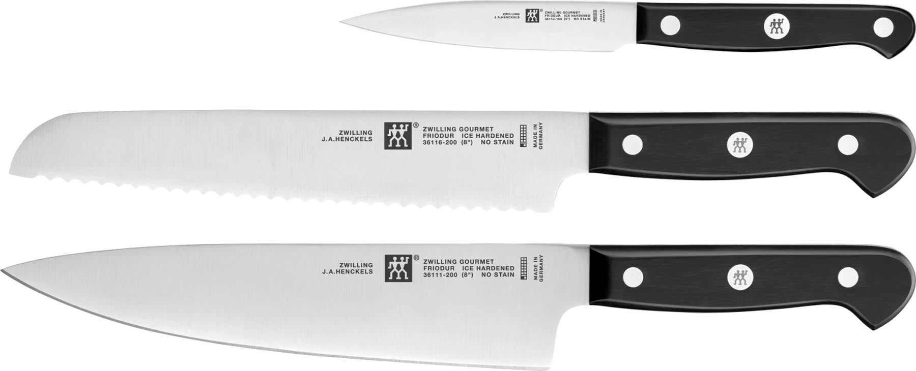 3tlg. Gourmet Messerset in  präsentiert im Onlineshop von KAQTU Design AG. Küchenmesser ist von Zwilling