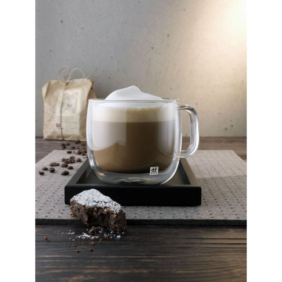 Sorrento Plus Cappuccino doppelw. m. Henkel, 2er Set, 450 ml in Transparent präsentiert im Onlineshop von KAQTU Design AG. Kaffeetassen ist von Zwilling Kitchen