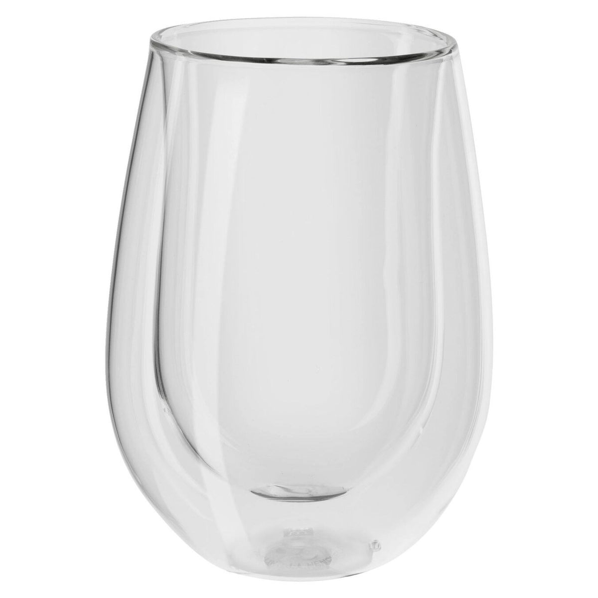 Zwei transparente, doppelwandige Longdrink-Gläser aus Glas der Sorrento-Serie von Zwilling Kitchen, 350 ml Volumen, auf hellem Hintergrund.