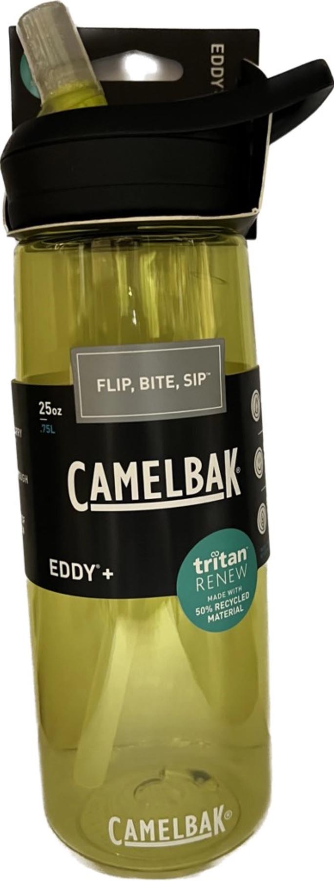 Moderne Camelbak Eddy+ Trinkflasche (0.75l) in strahlendem Gelb, perfekt für aktive Lebensstile und nachhaltige Hydration.