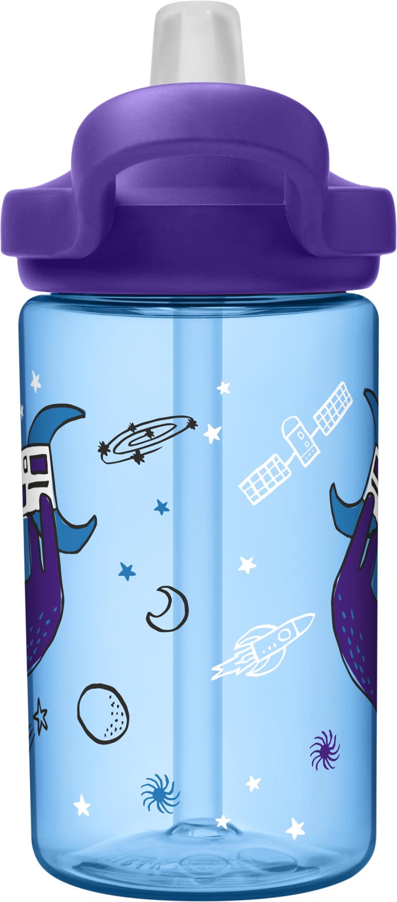Eddy+ Kids Trinkflasche 0.4l mit einem niedlichen Faultier im Weltraumdesign, ideal für abenteuerlustige Kinder und umweltfreundliche Begleiter.