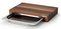Tagliere in noce con cassetto in acciaio inossidabile, 39x27x6 cm