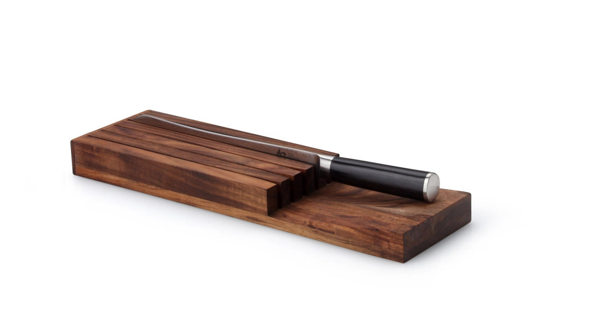 Akazie Messerblock liegend für 5 Messer, 39x11cm in Braun präsentiert im Onlineshop von KAQTU Design AG. Messerblock ist von Continenta