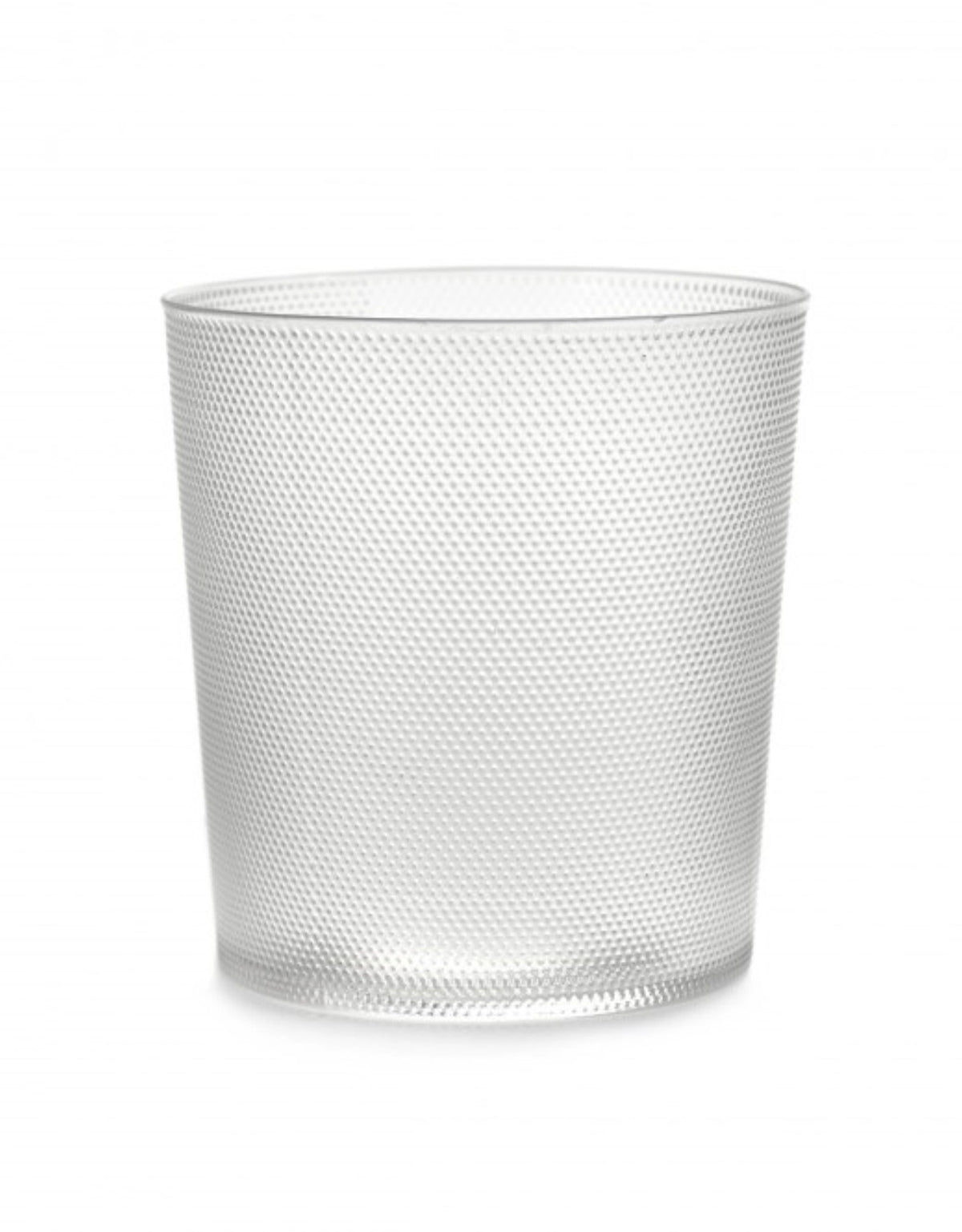 Transparentes Trinkglas Merci La Nouvelle Table von Serax aus Glas, basische Form mit formgeblasener, texturierter Oberfläche, Durchmesser 8.4 cm.