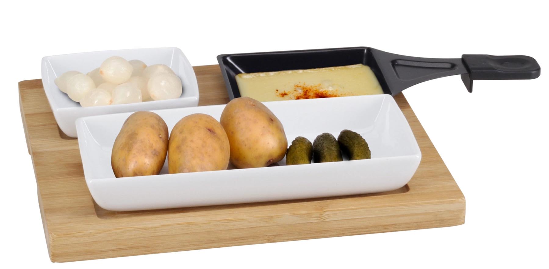 Raclette - Teller Bambus, Set 5-teilig in Mehrfarbig präsentiert im Onlineshop von KAQTU Design AG. Fondue/Raclette ist von Nouvel