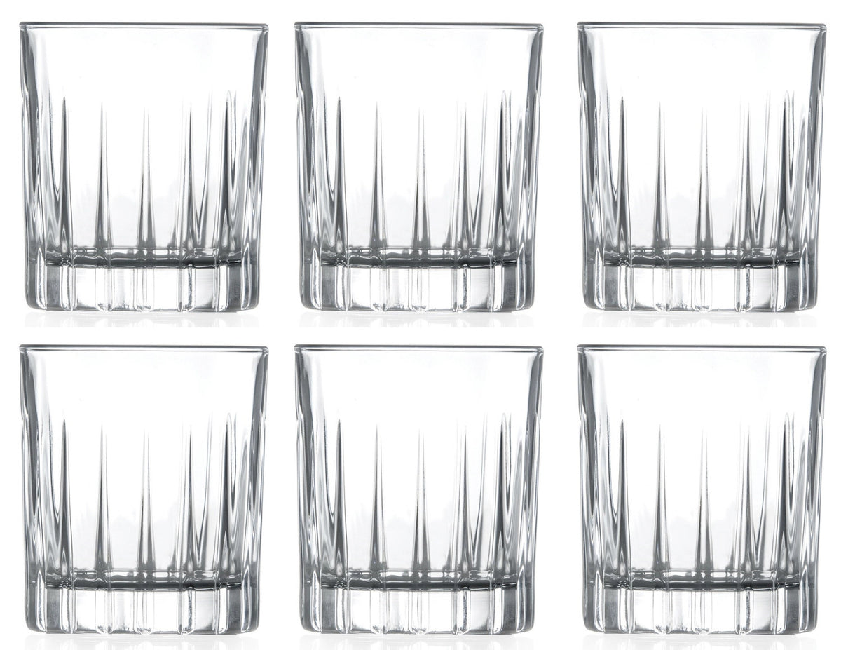 6er Set Schnapsgläser von RCR aus transparentem Glas, Modell Timeless Liqueur Becher mit Ø5.2 cm und 6 cm Höhe, Fassungsvermögen 8 cl