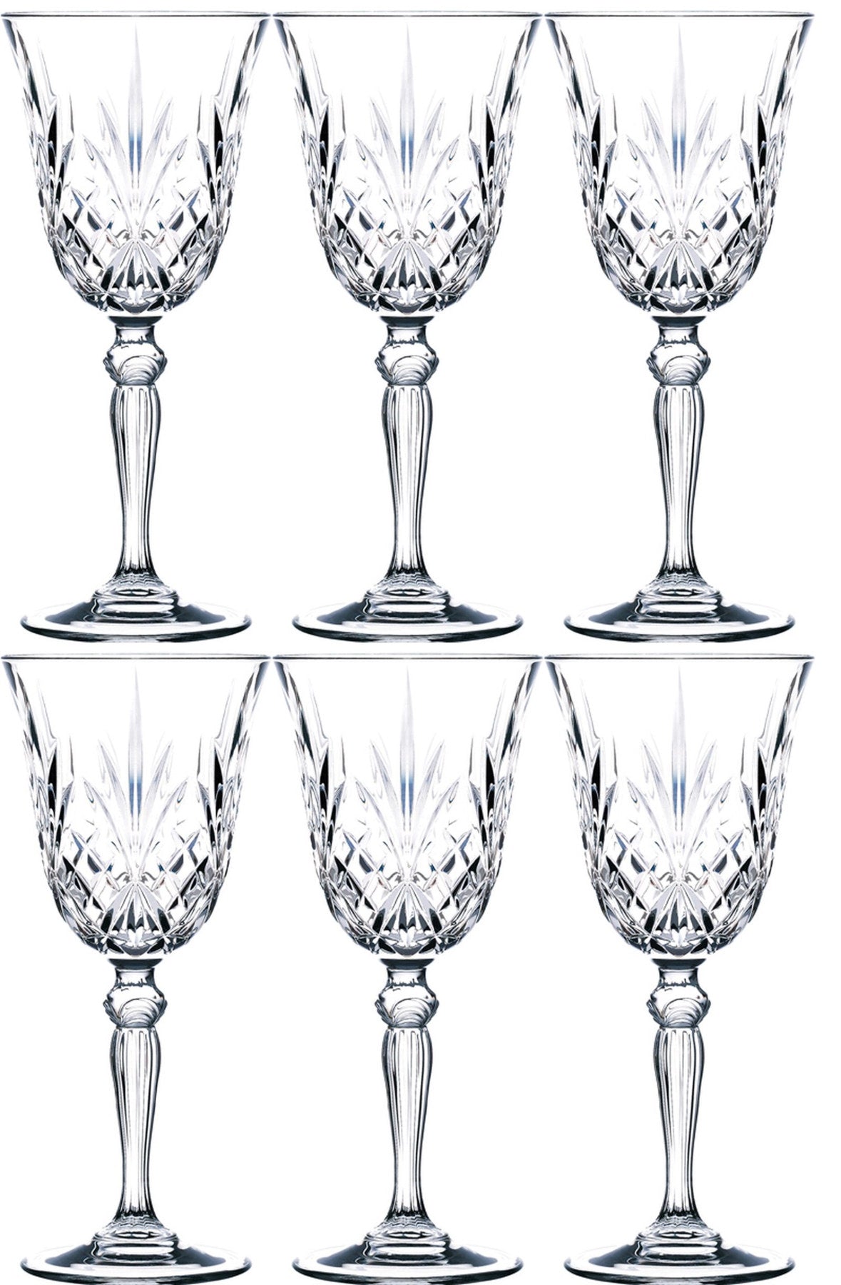 6er Set Melodia Weinglas von RCR aus transparentem Glas, Ø8.7 cm, Höhe 20.2 cm, klassische Weinglasform mit Stiel und Kelch, 28 cl Volumen