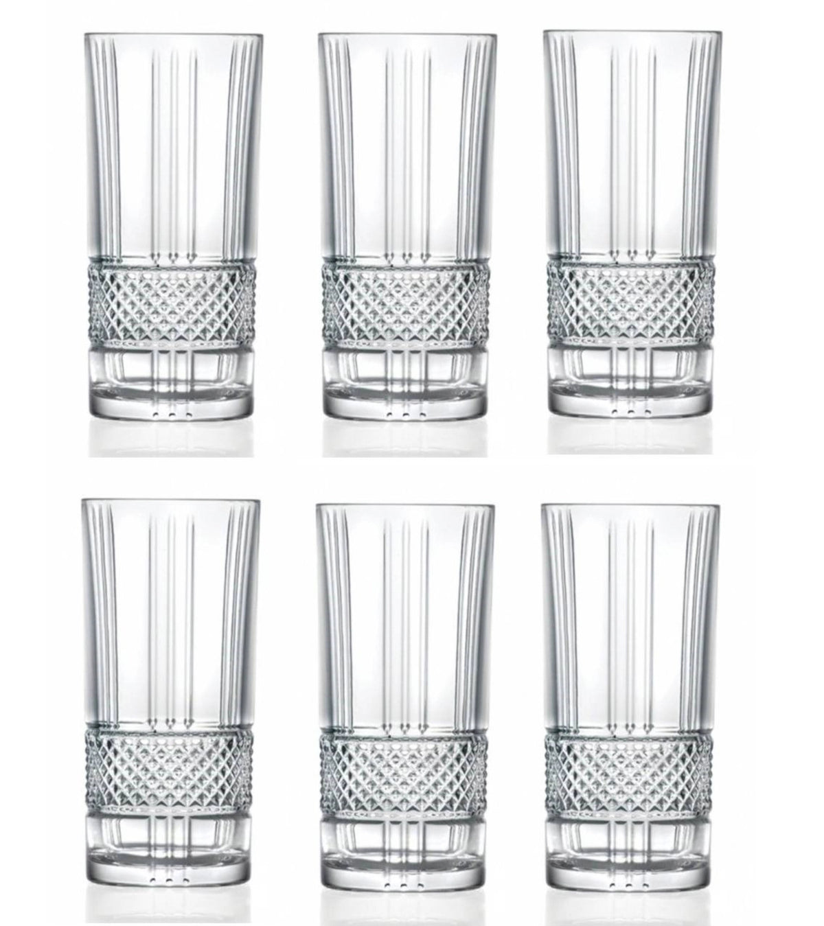 6er Set Brillante Hb Tumbler von RCR: transparente Trinkgläser aus Glas mit schlichter Form, Ø7 cm, Höhe 15 cm, Fassungsvermögen 37cl.