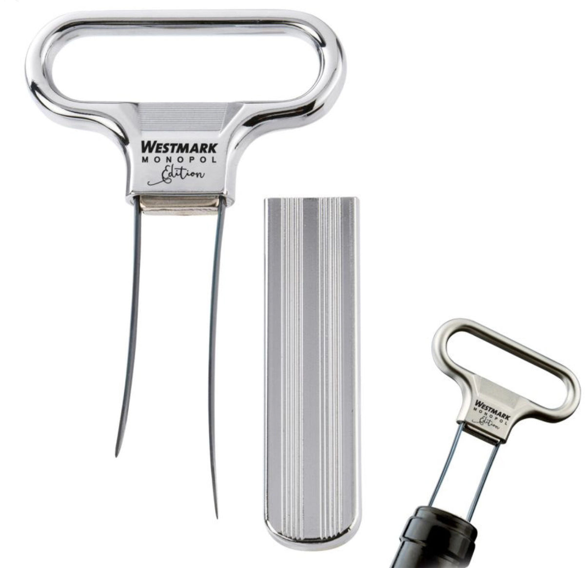Ent-und Verkorker Ah-So, verchromt, 11x6.5x1cm in Silber präsentiert im Onlineshop von KAQTU Design AG. Barzubehör ist von Westmark
