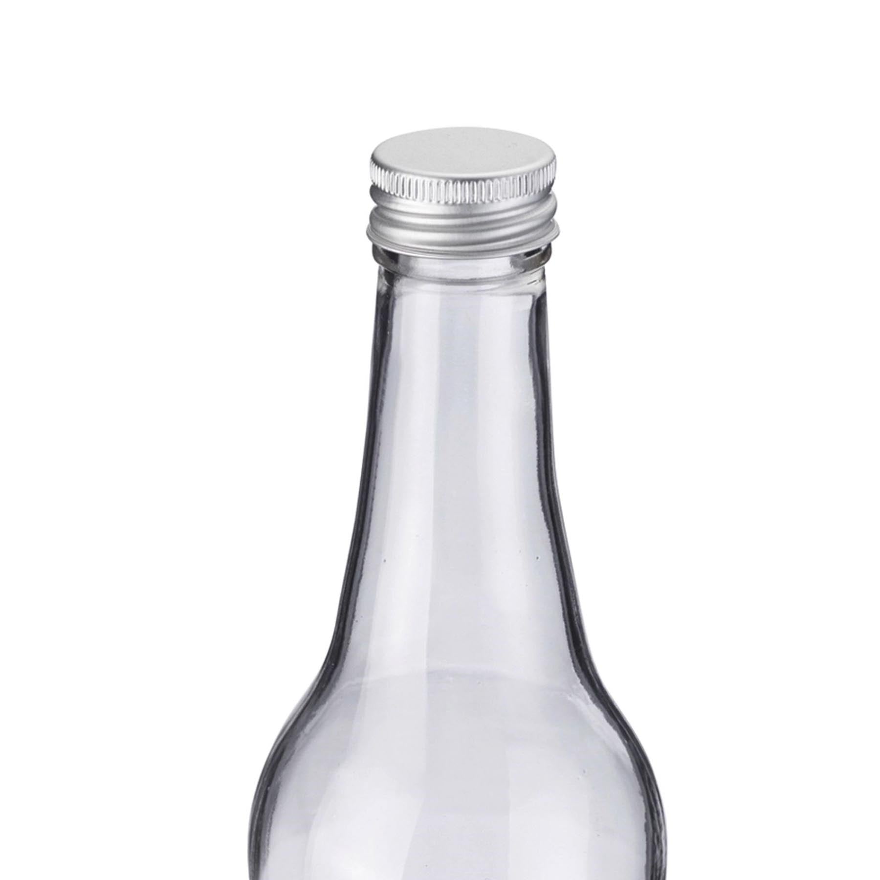 Praktische Gradhalsflasche mit 500 ml Fassungsvermögen und 28 mm Schraubverschluss, perfekt für die sichere Lagerung von Flüssigkeiten.