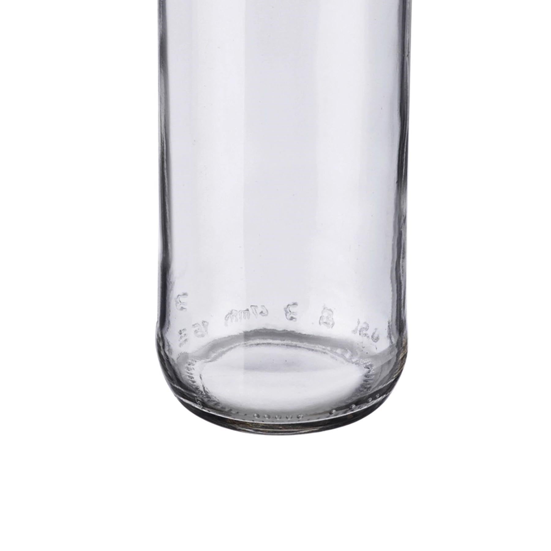 Elegante Gradhalsflasche mit 500 ml Volumen und 28 mm Schraubdeckel, ideal für präzise Dosierung und Aufbewahrung von Flüssigkeiten.