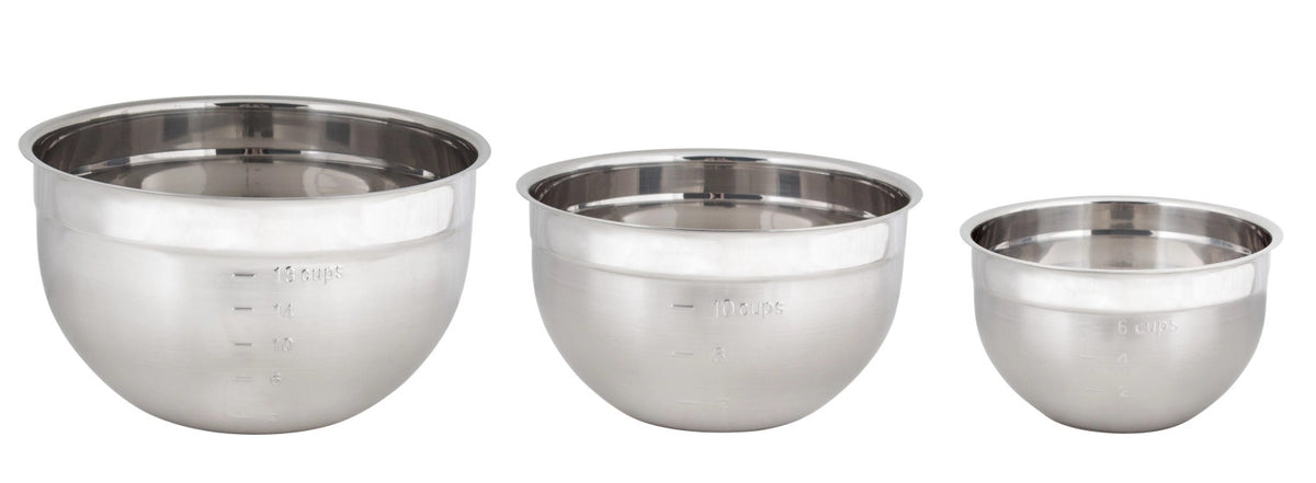 Rührschüsselset, Edelstahl, 3er Set in Silber präsentiert im Onlineshop von KAQTU Design AG. Küchenhelfer ist von Cuisipro