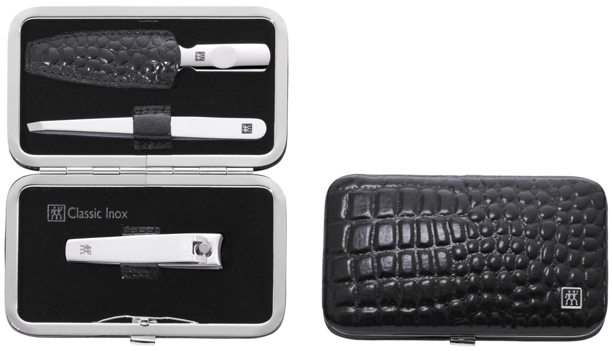 3tlg. Rahmenetui sw Kroko-Lackoptik in Schwarz präsentiert im Onlineshop von KAQTU Design AG. Körperpflege ist von Zwilling Beauty