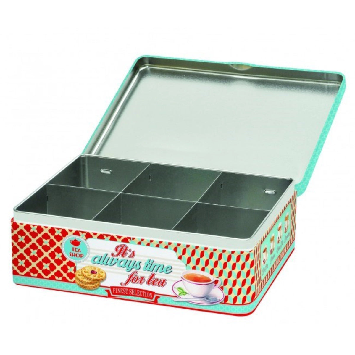 Its Always Time for Tea Teebox mit 6 Fächer, 20.5x16x7cm in Mehrfarbig präsentiert im Onlineshop von KAQTU Design AG. Aufbewahrungsbehälter ist von Easy Life