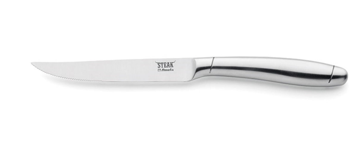 Prime Rib Steakmesser rfr., gebürstet in Silber präsentiert im Onlineshop von KAQTU Design AG. Küchenmesser ist von Amefa