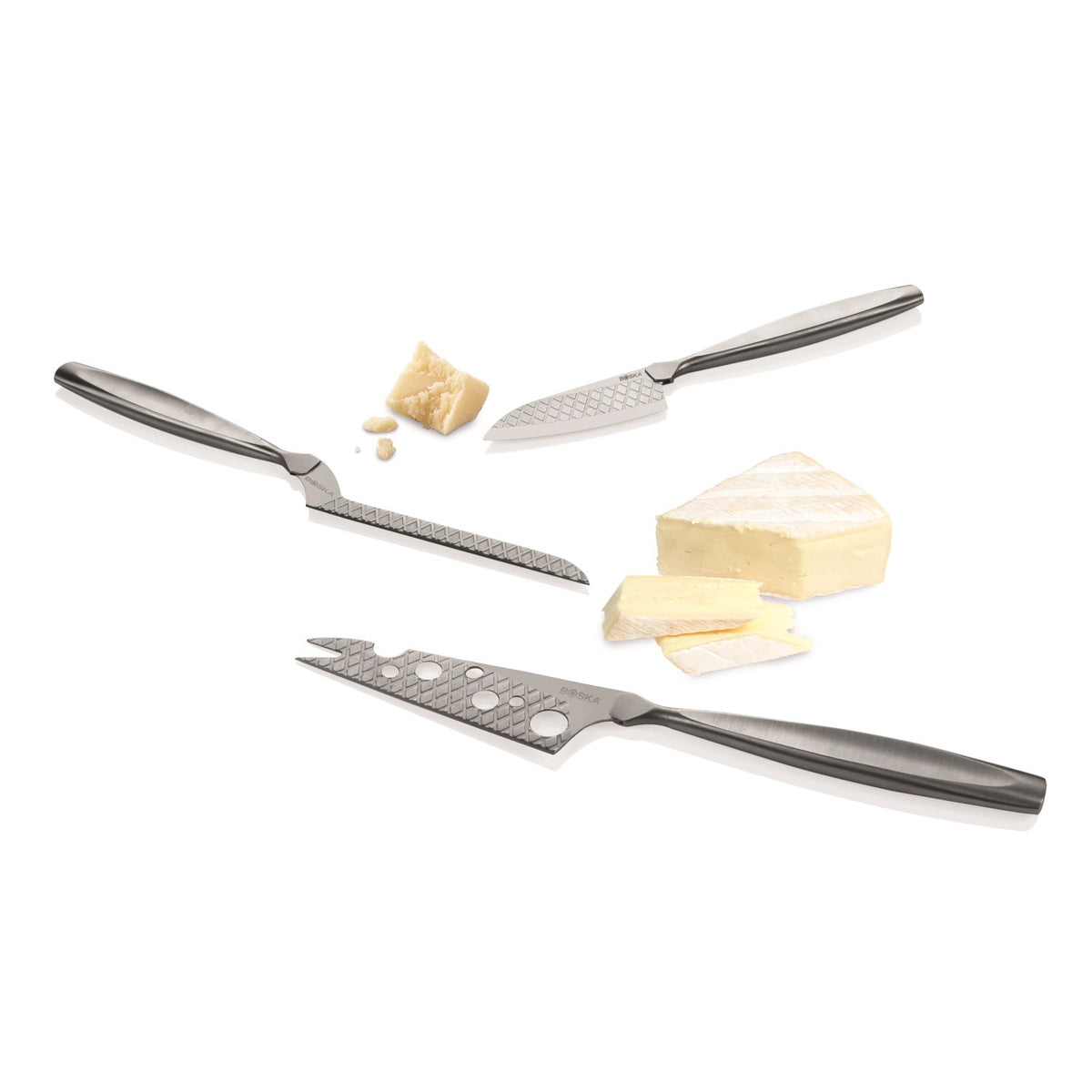 Käsemesser-Set Monaco+ silber Edelstahl in Silber präsentiert im Onlineshop von KAQTU Design AG. Käsezubehör ist von Boska