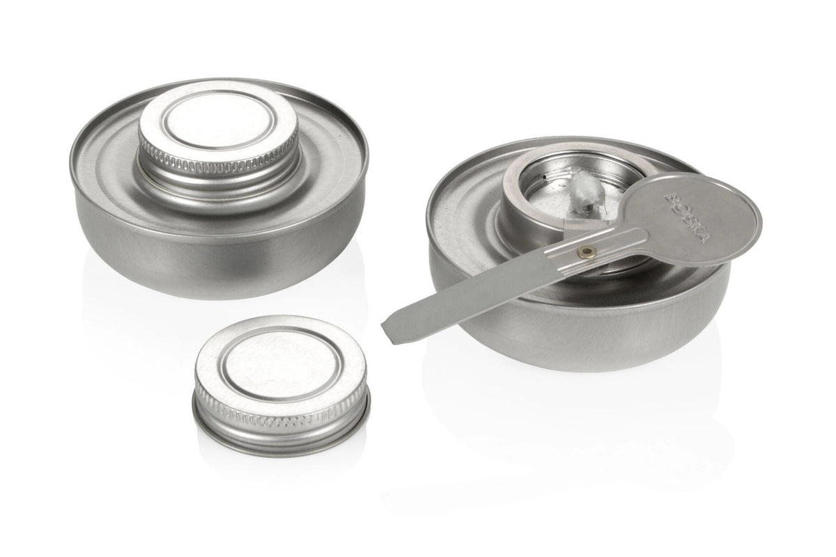 Fonduebrenner Sicher silber Edelstahl, 2er Set, 182x90x49mm in Silber präsentiert im Onlineshop von KAQTU Design AG. Geschirr ist von Boska