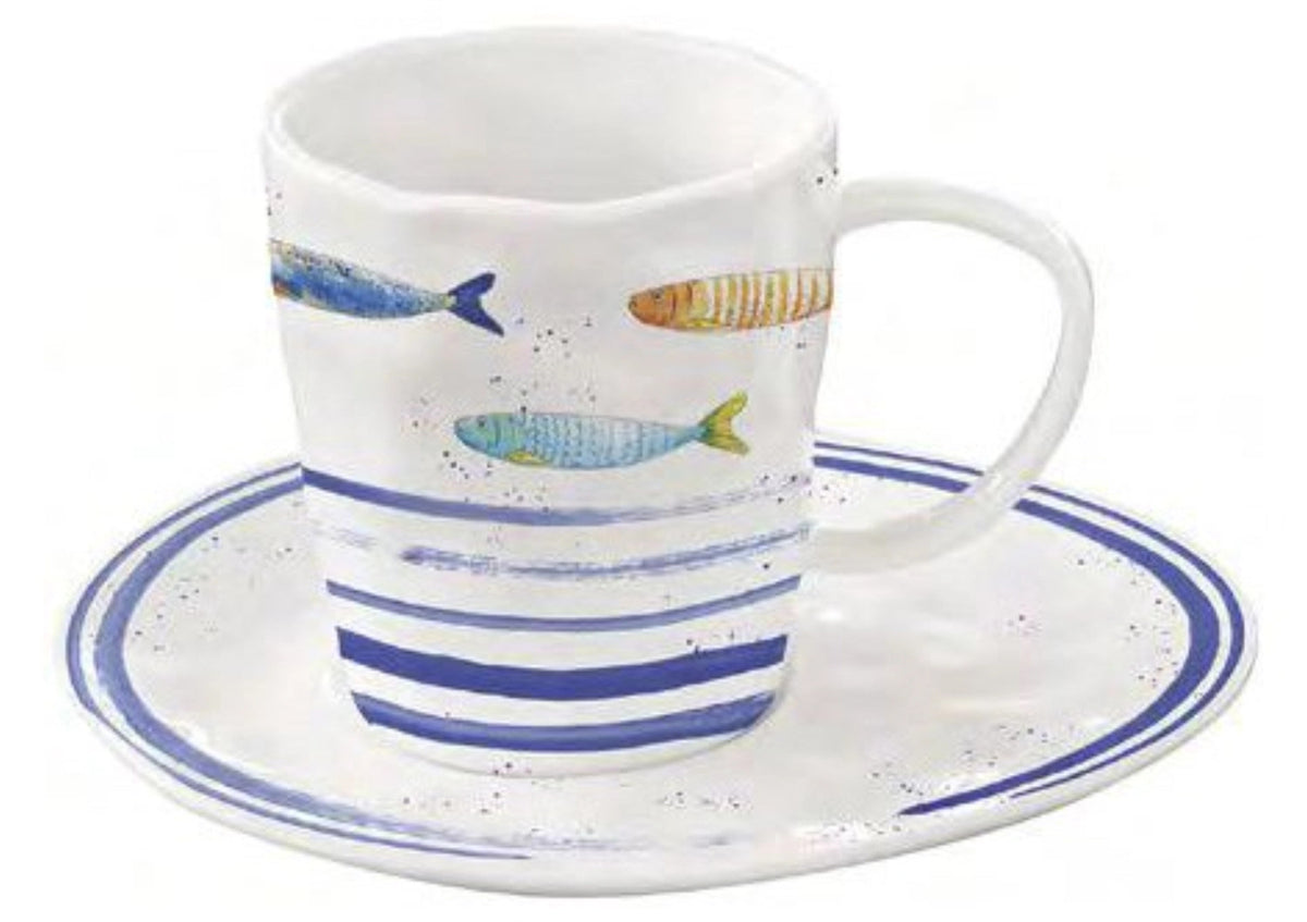 Bord de Mer Kaffetasse und Untertasse, 250ml in Blau präsentiert im Onlineshop von KAQTU Design AG. Tasse ist von Easy Life