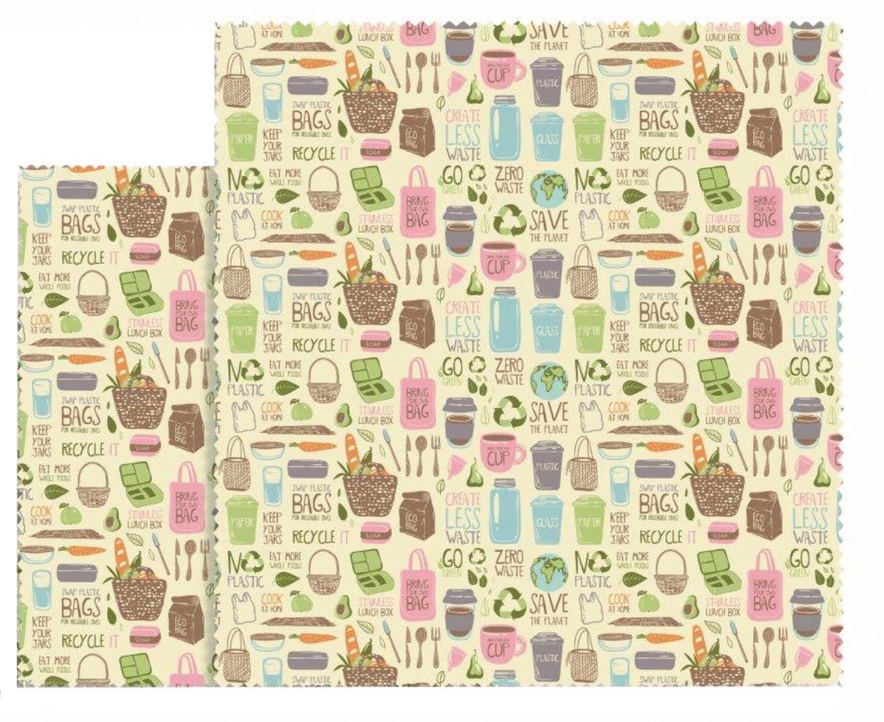 2er Set Bienenwachstuch Zero Waste, 25x28cm/33x35.5cm in Mehrfarbig präsentiert im Onlineshop von KAQTU Design AG. Küchenhelfer ist von Nuts Innovations