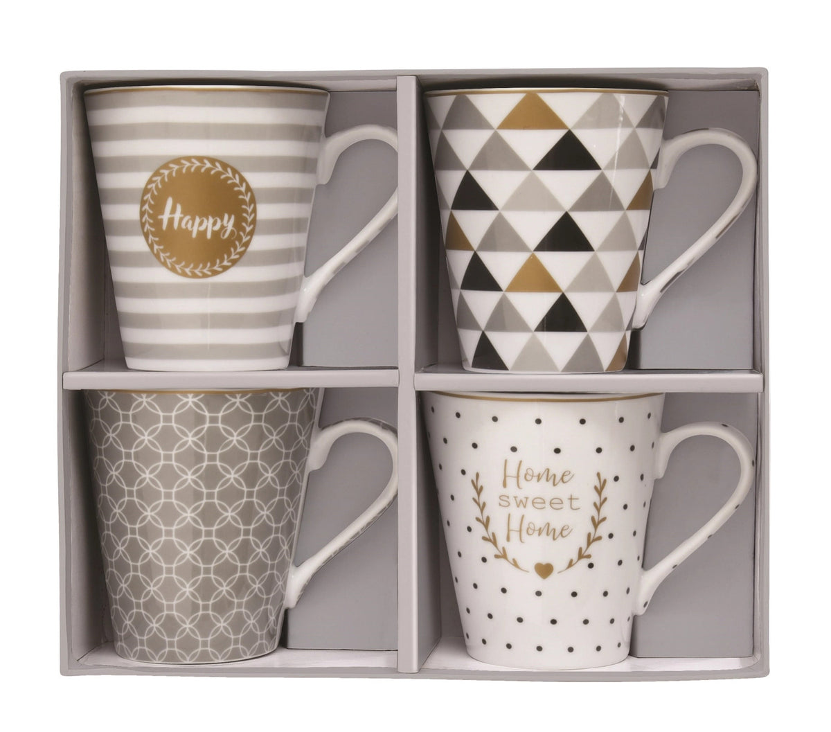 4er Set Coffee Mania Kaffebecher in, Home, 300ml in Mehrfarbig präsentiert im Onlineshop von KAQTU Design AG. Tasse ist von Easy Life