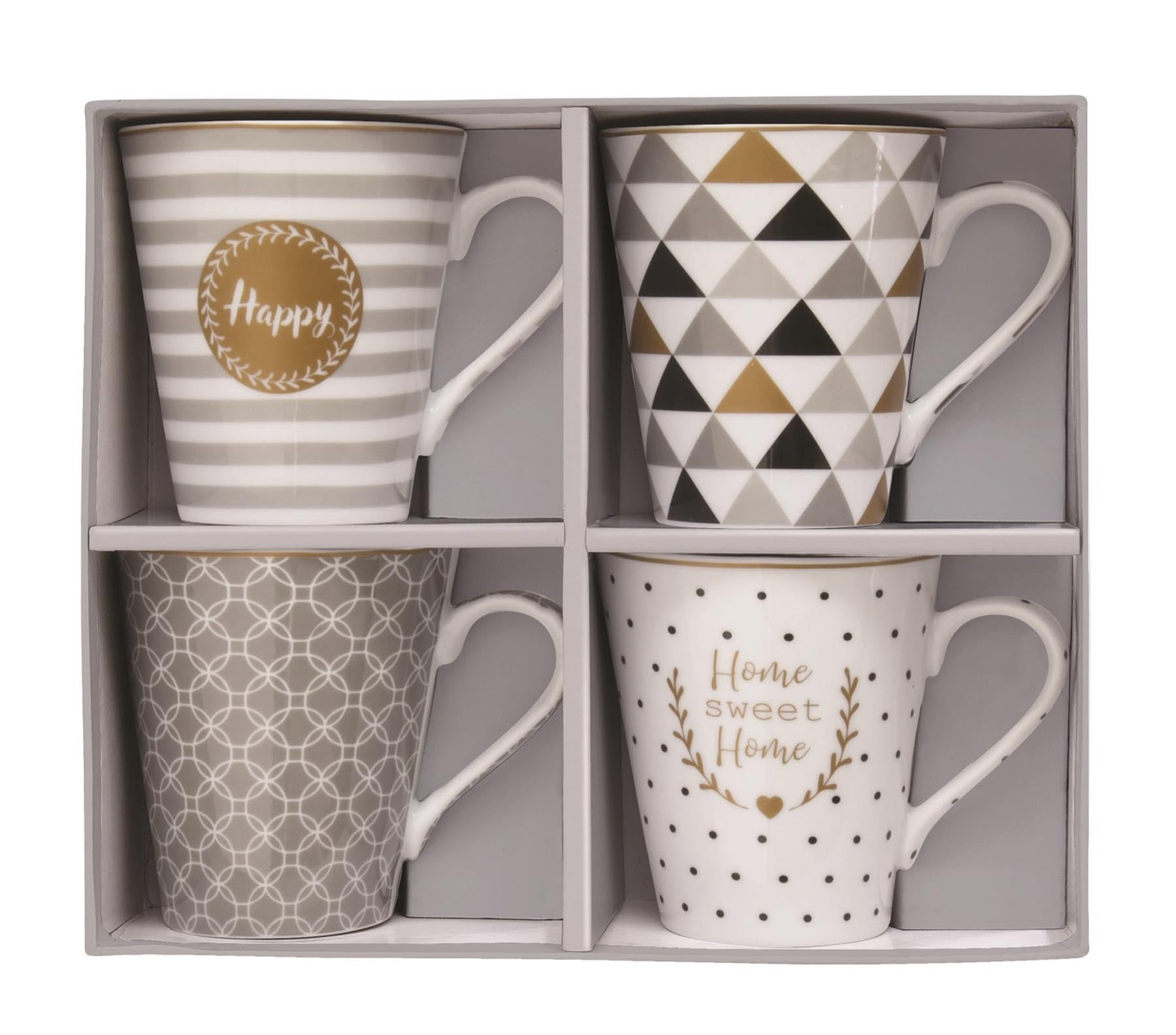 4er Set Coffee Mania Kaffebecher in, Home, 300ml in Mehrfarbig präsentiert im Onlineshop von KAQTU Design AG. Kaffeetassen ist von Easy Life