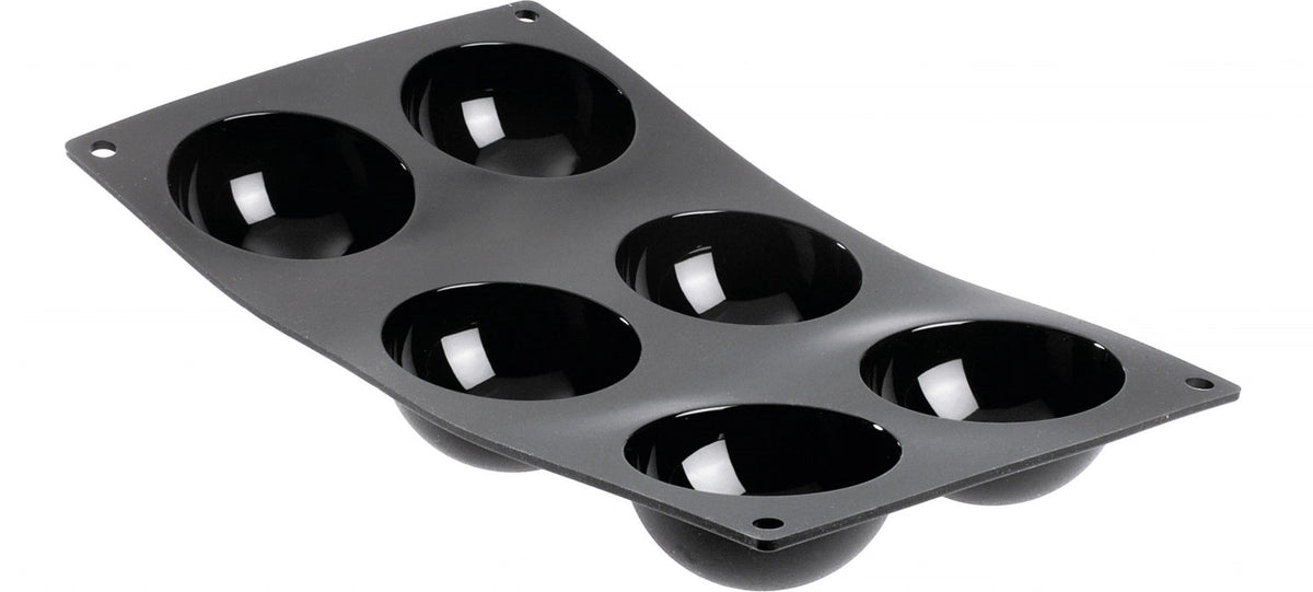 Moul Flex Backform 17.5x30cm für 6 Halbkugeln in Schwarz präsentiert im Onlineshop von KAQTU Design AG. Backform / Backblech ist von de Buyer