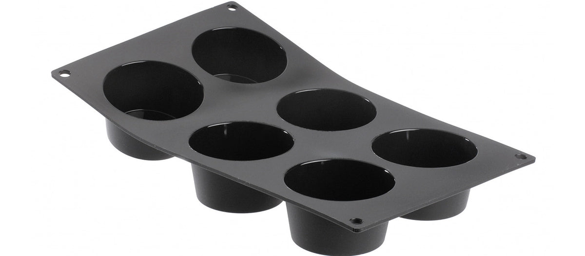 Moul Flex Backform 17.5x30cm für 6 Muffins D:7.2cm H: 3cm in Schwarz präsentiert im Onlineshop von KAQTU Design AG. Backform / Backblech ist von de Buyer