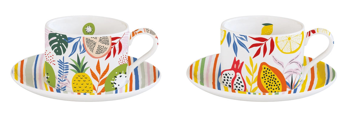 2er Set Coffee Mania Kaffeetasse m. Untert. Tutti Frutti, 24 in Mehrfarbig präsentiert im Onlineshop von KAQTU Design AG. Kaffeetassen ist von Easy Life