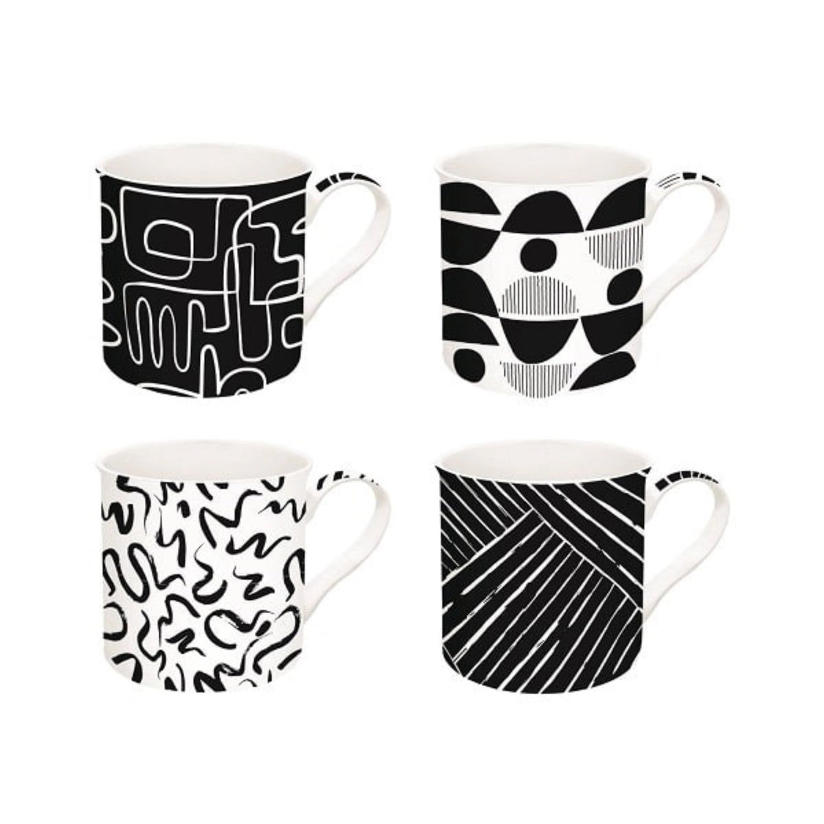 4er Set Graffiti Porzellanbecher 300ml in Schwarz präsentiert im Onlineshop von KAQTU Design AG. Espressotassen ist von Easy Life