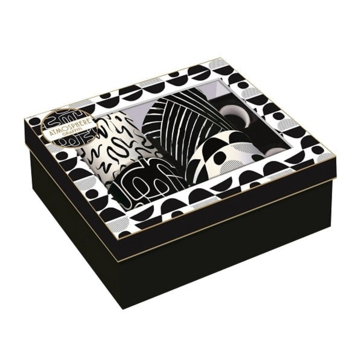 4er Set Graffiti Porzellanbecher 300ml in Schwarz präsentiert im Onlineshop von KAQTU Design AG. Espressotassen ist von Easy Life