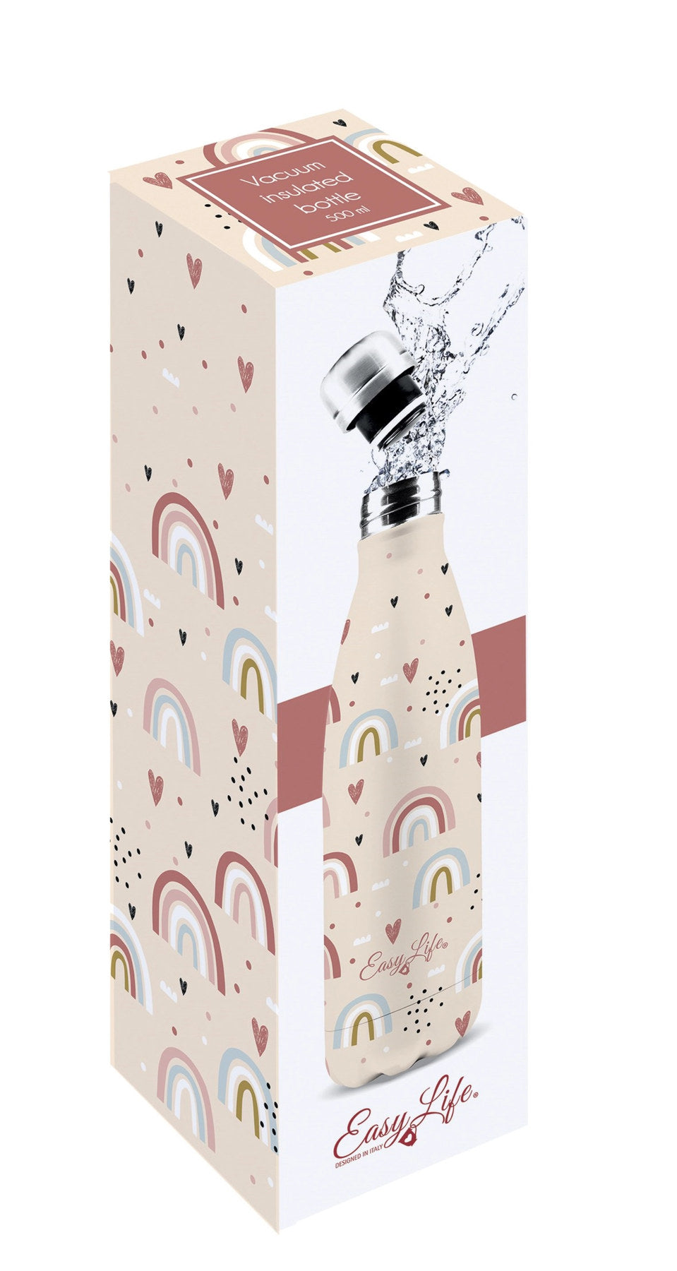 Mehrfarbige doppelwandige Isolierflasche Rainbow aus Edelstahl von Easy Life