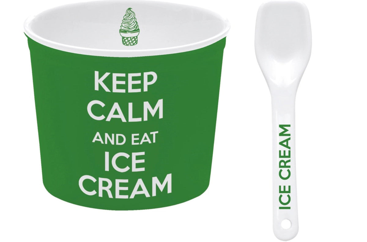 Keep Calm Porzellan Eisbecher, grün, D8.5cm in Grün präsentiert im Onlineshop von KAQTU Design AG. Glacezubehör ist von Easy Life