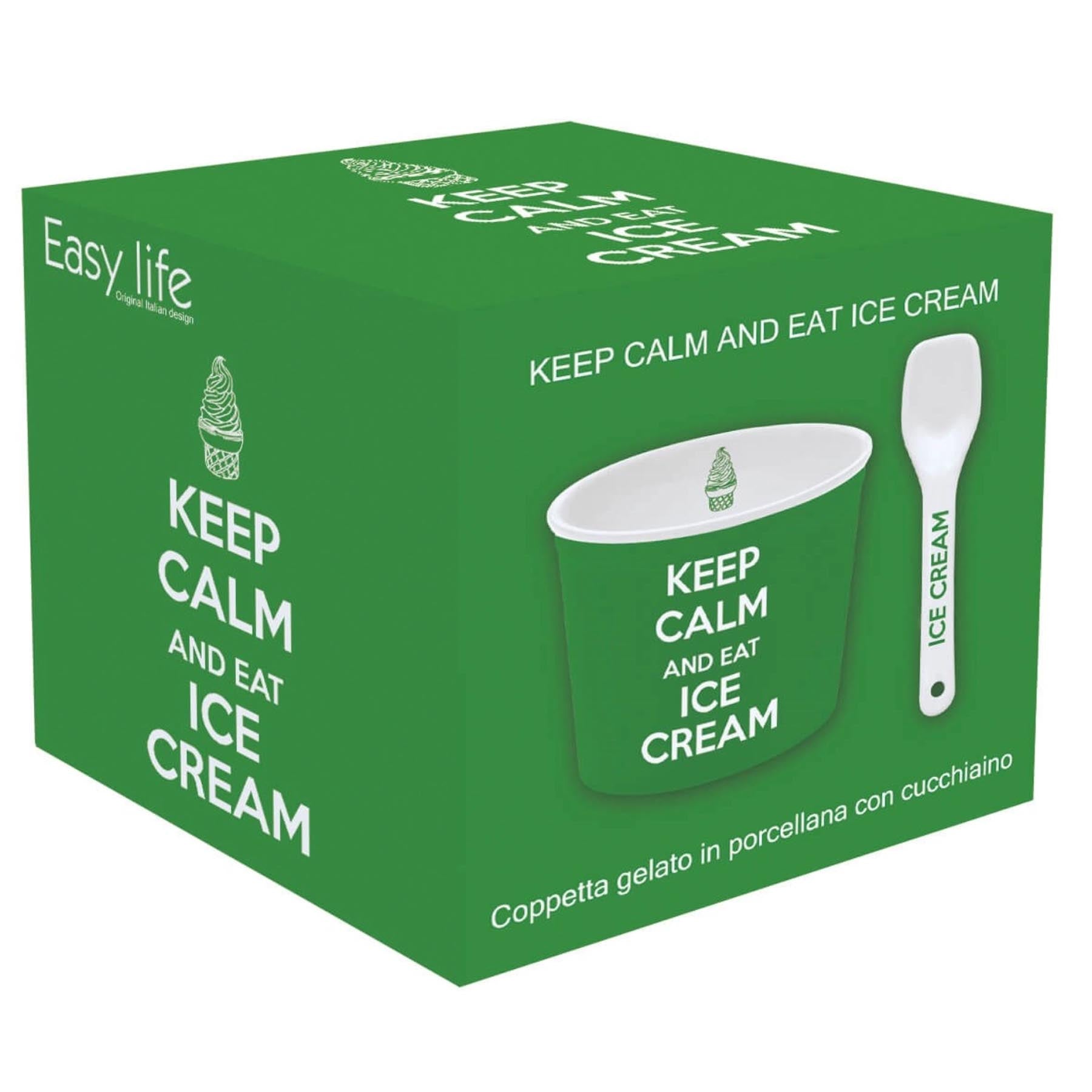 Eleganter grüner Porzellan Eisbecher von Easy Life, Durchmesser 8,5 cm, ideal für stilvolles Servieren von Eis und Desserts.