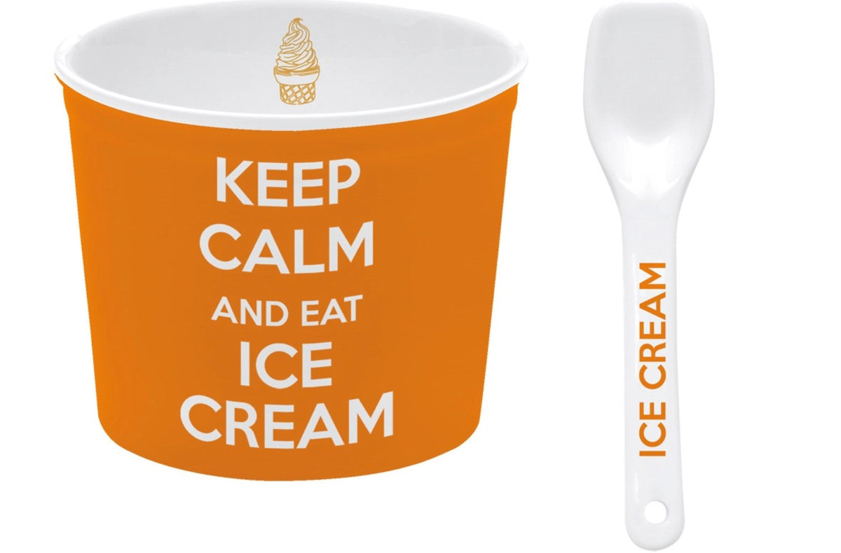 Keep Calm Porzellan Eisbecher, orange, D8.5cm in Orange präsentiert im Onlineshop von KAQTU Design AG. Glacezubehör ist von Easy Life