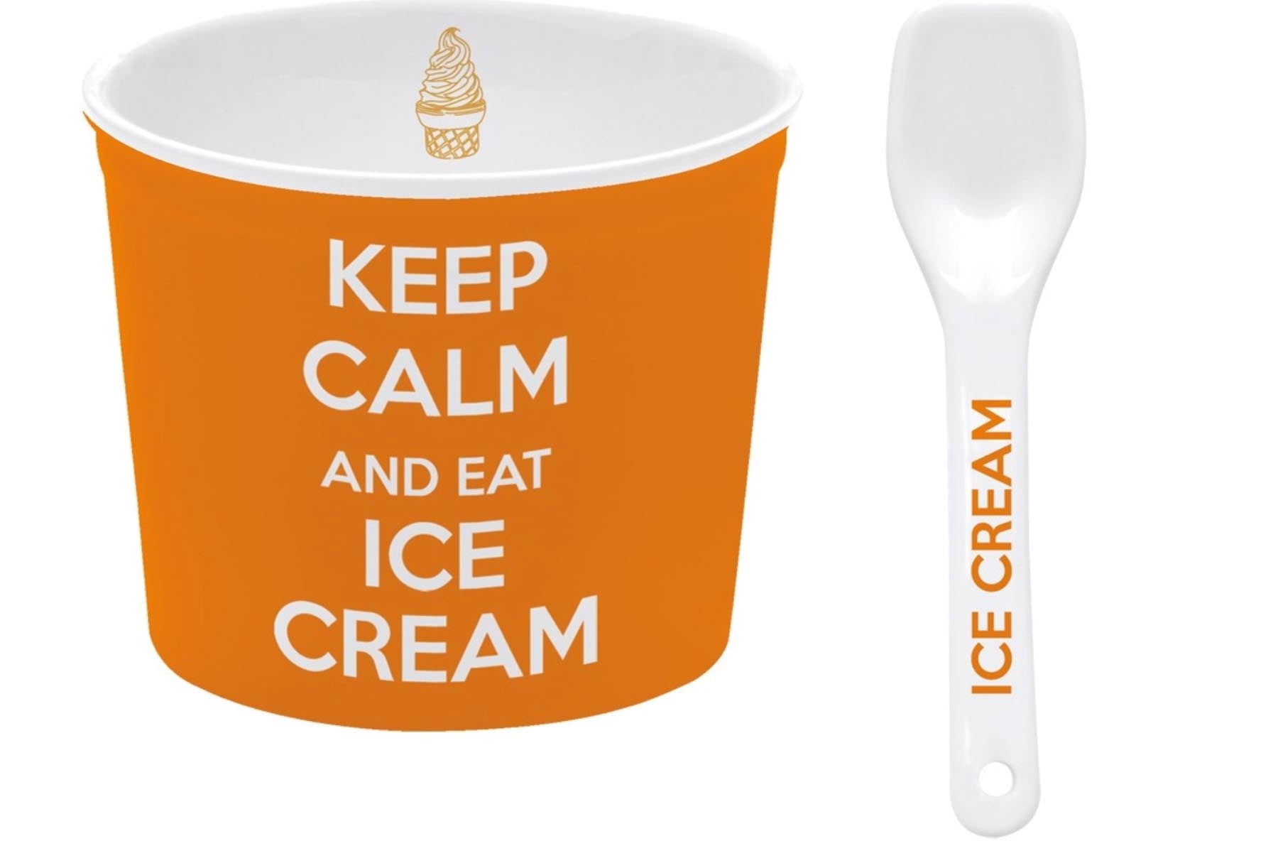 Keep Calm Porzellan Eisbecher, orange, D8.5cm in Orange präsentiert im Onlineshop von KAQTU Design AG. Besteck ist von Easy Life