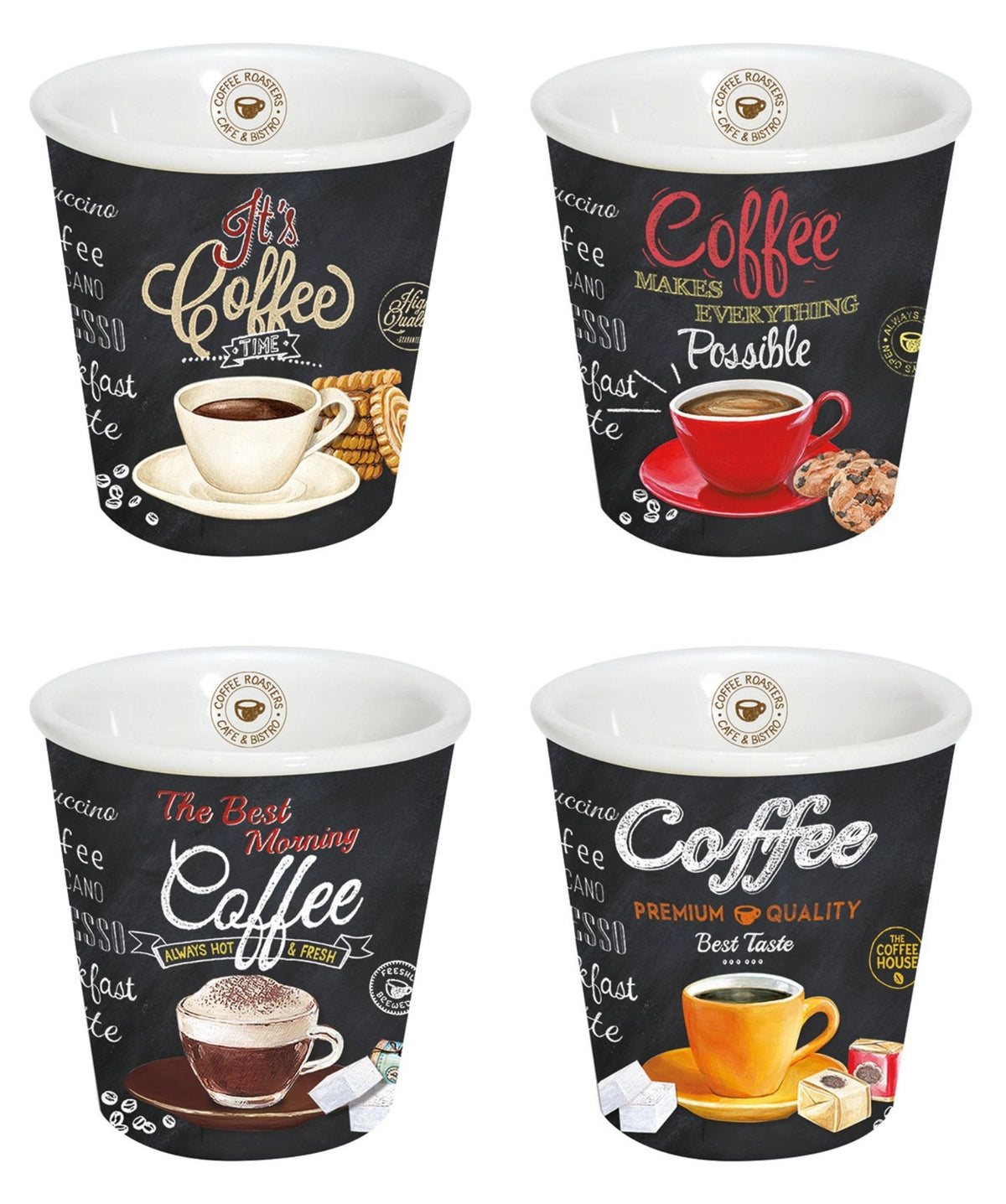 Its coffee time 4er Espressotassen 80ml in Mehrfarbig präsentiert im Onlineshop von KAQTU Design AG. Tasse ist von Easy Life