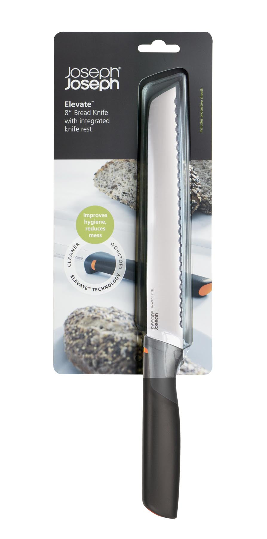 Hochwertiges Brotmesser von Joseph Joseph mit 20 cm Klinge, perfekt für präzise Schnitte und ein modernes, elegantes Design.