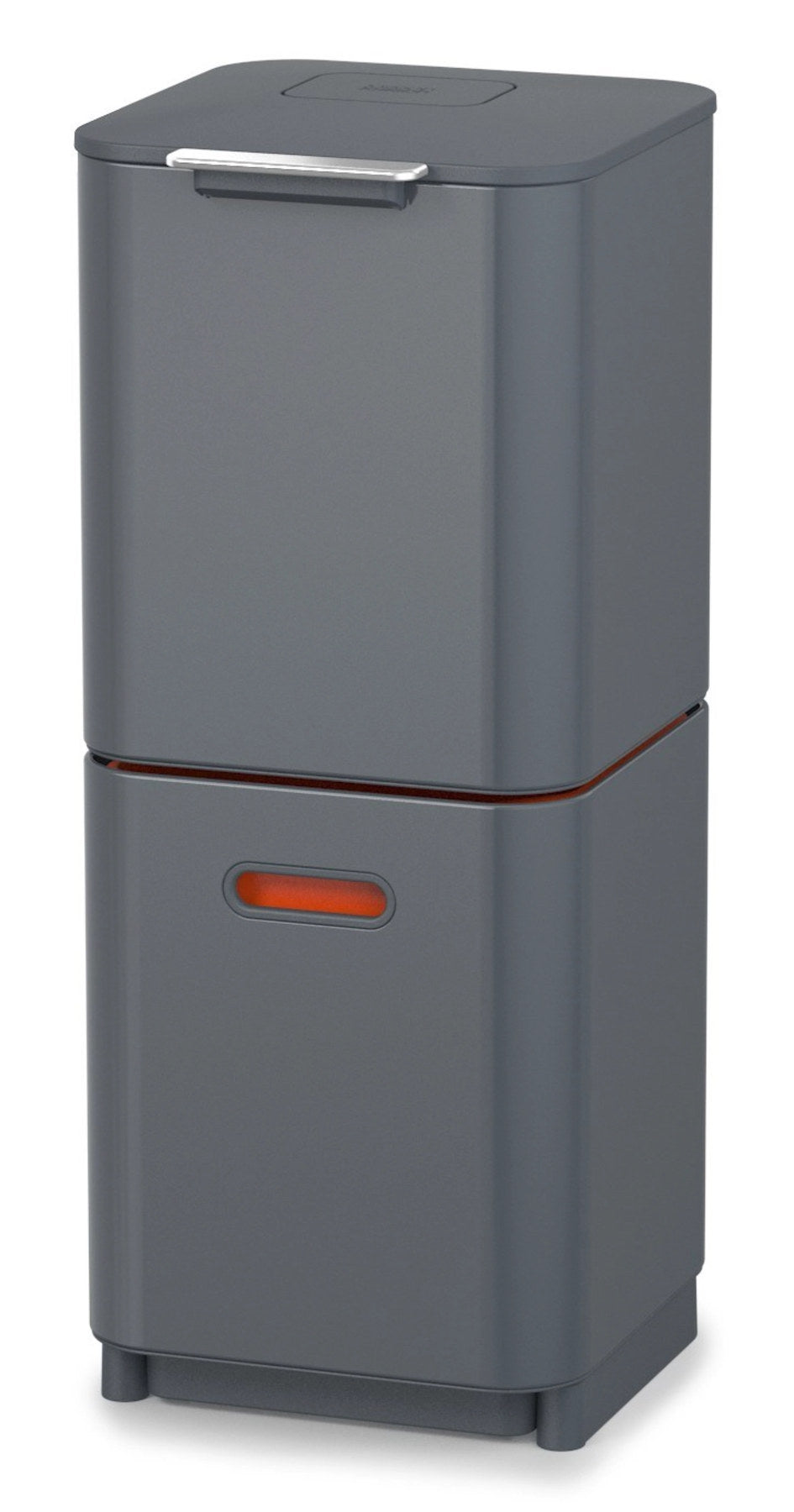 Totem Compact 40L mit Seperationen, graphit in Silber präsentiert im Onlineshop von KAQTU Design AG. Mülleimer ist von Joseph Joseph